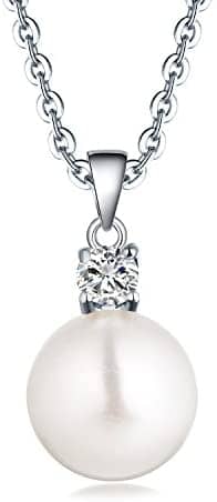 925 Sterling Silver Freshwater Cultured Pearl Pendant Necklace JO WISDOM Jewelry for Women,Girls