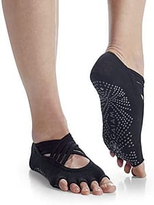 Gaiam Grippy Studio Yoga Socks for Extra Grip in Standard or Hot Yoga, Barre, Pilates, Ballet or at Home for Added Balance and Stability, Black, Small-Medium