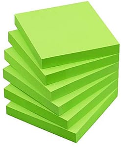 Sticky Notes 3x3 Self-Stick Notes Pads with 6 Bright Colors, Easy to Post for Office, Shool, Home, 6 Pads/Pack, 100 Sheets/Pad(Green)