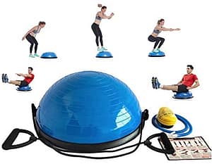 Half Ball Balance Trainer Stability Ball for Full Body Workout, Half Exercise Ball, Yoga Balance Ball Fitness Platform, Half Yoga Ball Balance Trainer Core Strength Training w 2 Resistance Bands