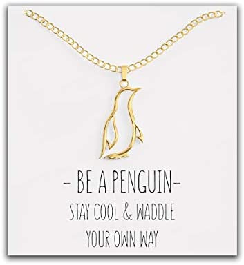Happy Kisses Penguin Necklace Gift – Cute Penguin Pendant – Charm Jewelry for Women, Girls and Kids – with Message Card