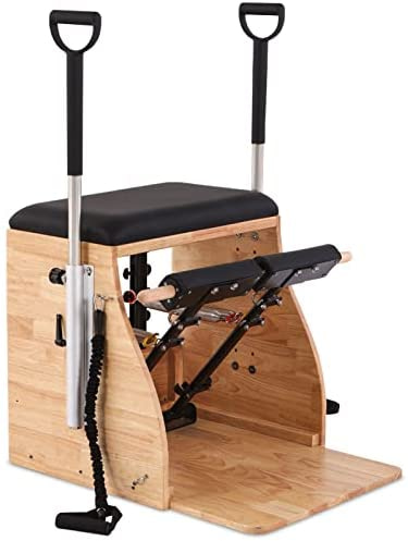 GeeJery Pilates Chair with Handles and Drawstring - Pedal Stability Chair Sturdy Hardwood Pilates Equipment Can Withstand 300 LBS