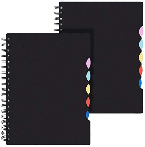 EOOUT B5 Tabbed Spiral Notebook, 8.5”×11”, Lined Journals, Ruled Notebooks with Colored Dividers, 290 Pages, for School Office Supplies