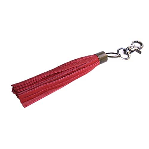 Women's Leather Tassel Key Chain Earrings Handbag Wallet Accessories Bag Charm Red
